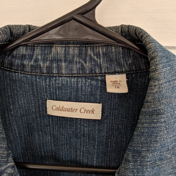 Hand Drawn Owl Denim Jacket Coldwater Creek - Picture 7 of 8